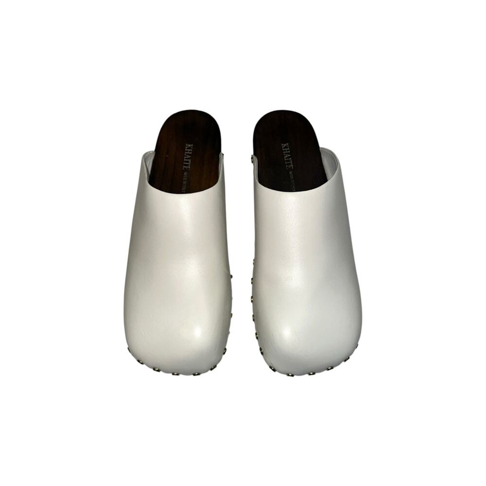 KHAITE Lucca White Leather Studded Clog Mules 38 - Picture 2 of 7